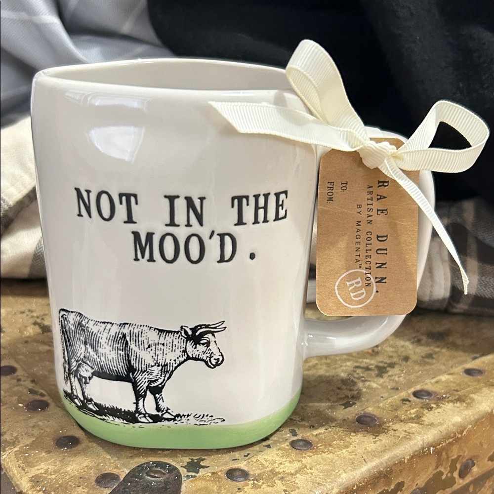 Rae Dunn White and Green 'Not In The Moo'd' Mug